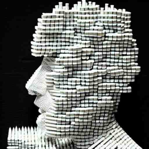 sculpture made out of empty plastic cigarette packs. 