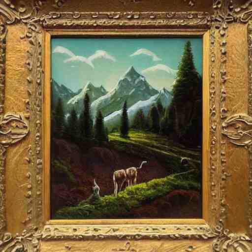 🌲🧙🐄🗻🌉, victorian painting 