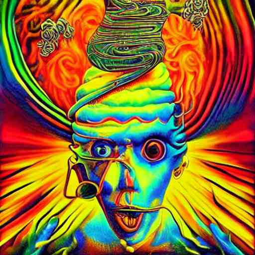 schizophrenia, psychedelic art, shocking, depressing, surrealist 