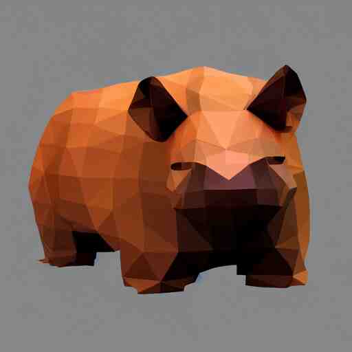 cute low-poly capybara, 4k, hd