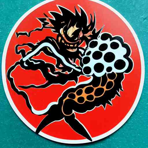 die cut sticker, gomu gomu no gatling, splatter paint 