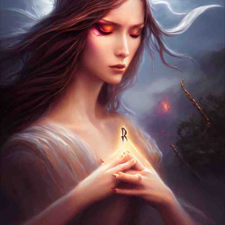 the seductive sorceress is praying!!! magic the gathering, windy hair!, gentle fantasy, cinematic volumetric light, portrait, dnd, complex, elegant, highly detailed, digital painting, artstation, concept art, smooth, clear focus, illustrations, hyperrealistic face, beautiful eyes, fantasy art, in the style of greg rutkowski, intricate, hyperdetalized, smooth 