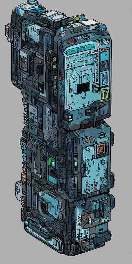 an extremely complex and advanced cyberpunk gameboy, style of Aperture Science