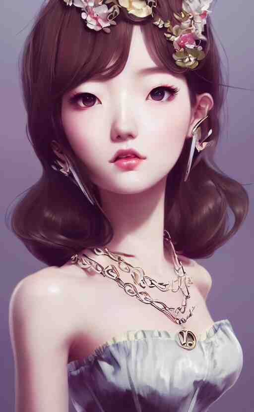 a pin up and beautiful fashion charming dreamlke korea girl with lv jewelry, character art, art by artgerm lau and kyoung hwan kim and and ilya kuvshinov and john singer sargent, hyperdetailed, 8 k realistic, symmetrical, frostbite 3 engine, cryengine, dof, trending on artstation, digital art 