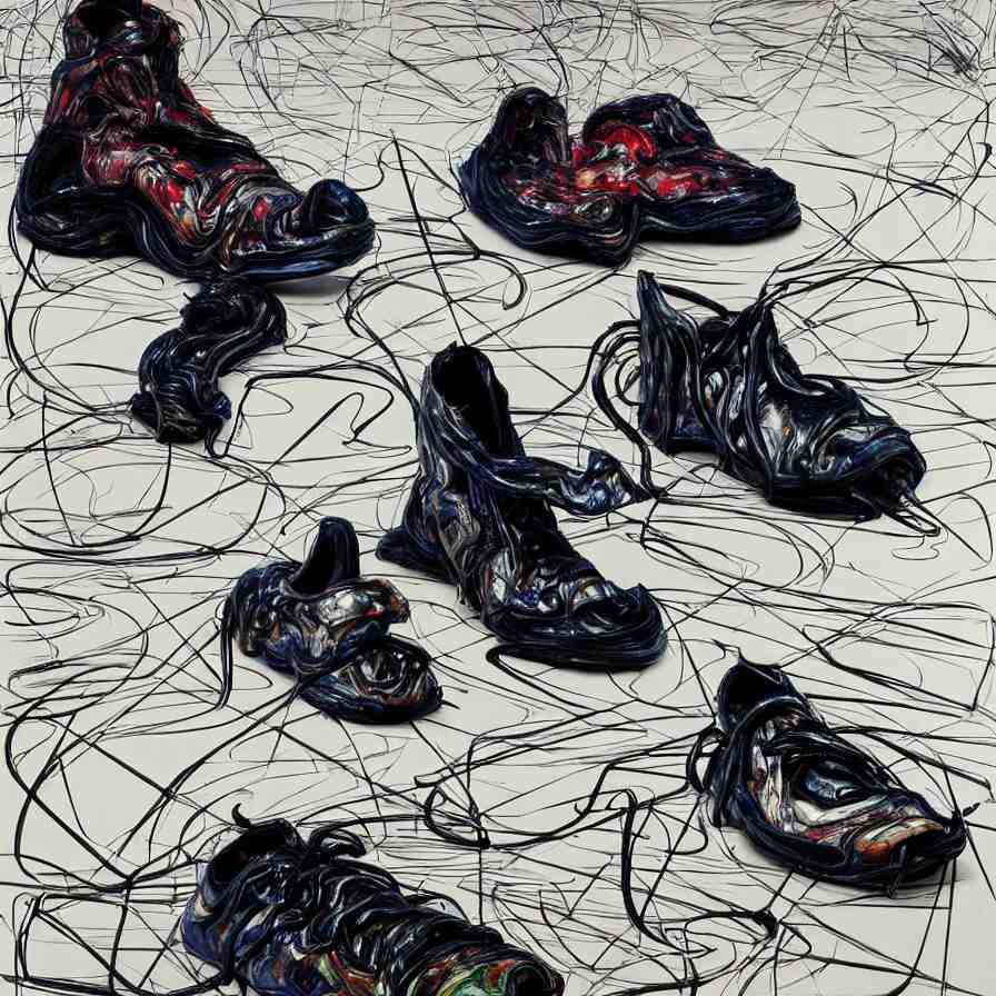 futuristic balenciaga sneakers, nft art, highly detailed, hyper realistic, art by todd mcfarlane, by ( ( ( lucian freud ) ) ) and gregory crewdson and francis bacon 
