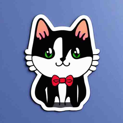 sticker of cute tuxedo cat 