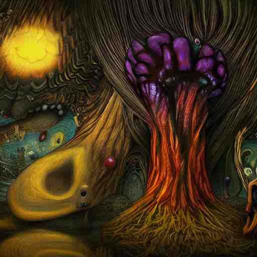 sleep paralysis while on mushrooms, mushroomcore, naturecore, high quality art, digital art, extreme detail, masterpiece 