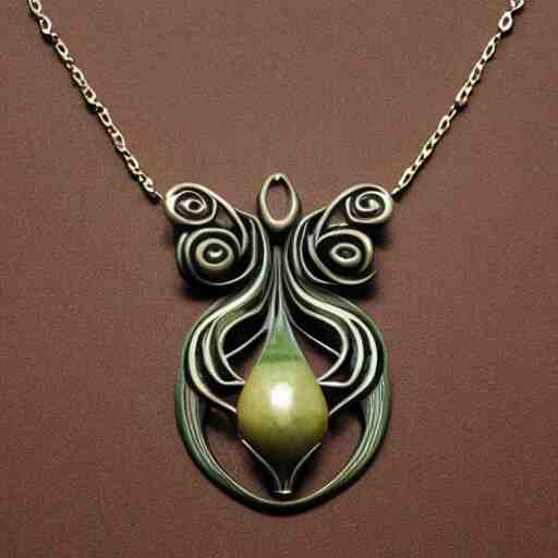 simple artnouveau necklace motiv natur in the style of h. r. giger and rene lalique 