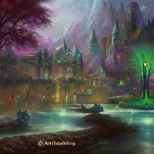 Fantasy digital painting of Portland Oregon. Fantasy art, MTG art, trending on Artstation, highly detailed