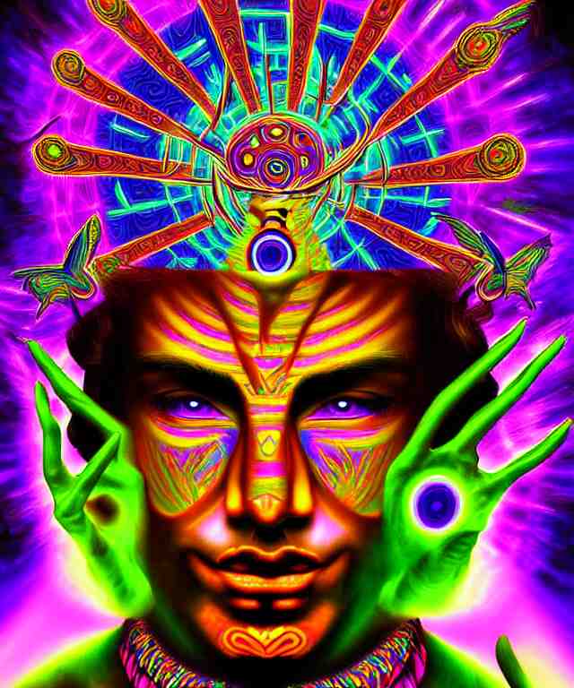 psychedelic dmt deity fantasy art superhero digital painting photorealistic 