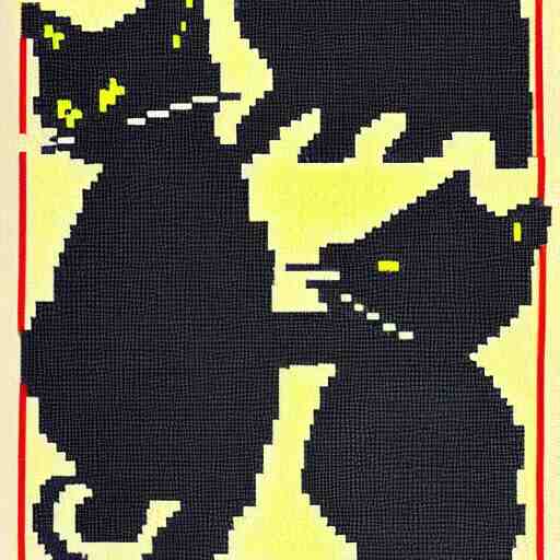 8-bit art of a black cat and gray mouse, 80s, vivid colors