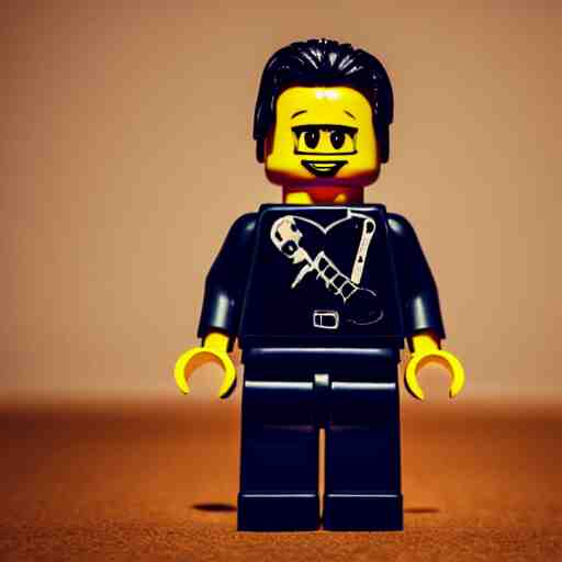 studio photo, bono from u 2 as lego minifigure, photorealistic, detailed, studio lighting, 4 k 