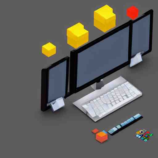 a simple pc monitor, mobile game, isometric art, centralised, low poly, mohamed chahin, blender cycles render, solid colours material, no background and shadows 