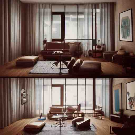 60's interiors of an apartment, photorealistic, cinematic, volume light, rendered in octane, artstation