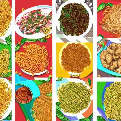 a whatsapp stickers pack of pasta, digital art 