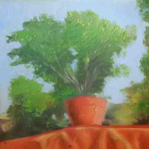 a lush green, oil painting