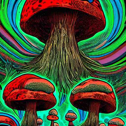 trippy mushroom, by justin guse and luke brown and justin bonnet, details, instagram digital, artstation 