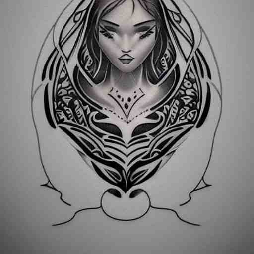 Sapphire pool floaty tattoo design, stencil, traditional, professional shoulder tattoo, by artgerm, artgerm, digital art