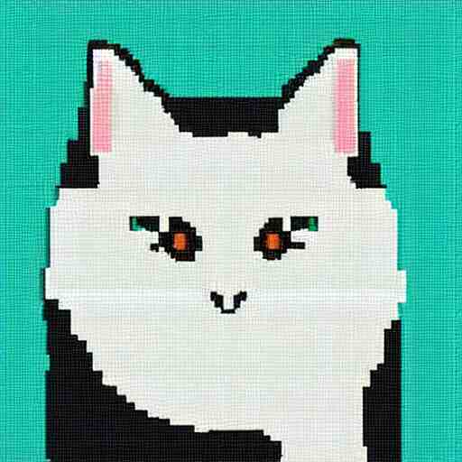 pixel art of a cat, white background