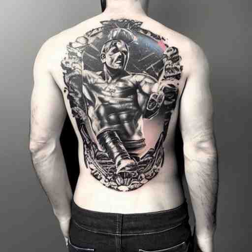 a picture of my new back tattoo of chris redfield by tom of finland 