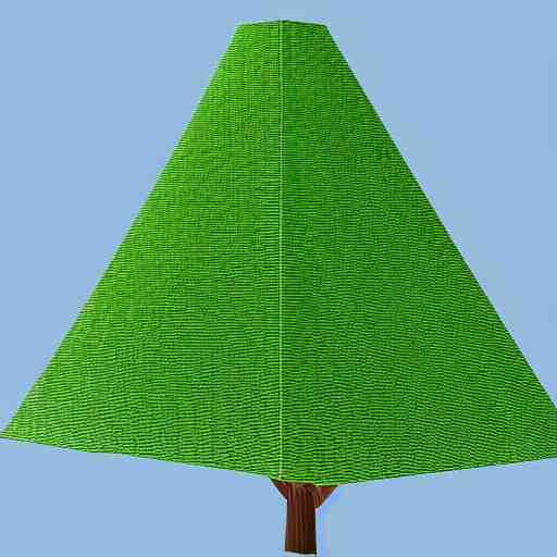 a 3d low poly object of just a small green tree on the blue background