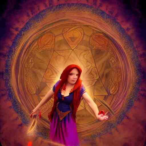 female mage is casting a magic spell, fantasy, D&D, HDR, digital art , award winning photograph, 8k, Mucha style,