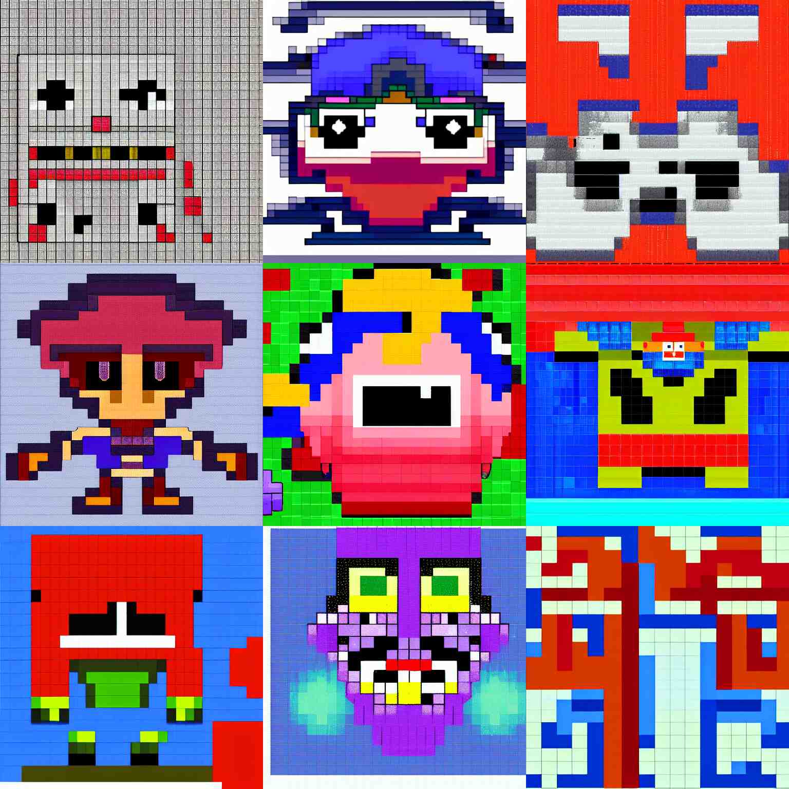 detailed pixel art of evil Kirby