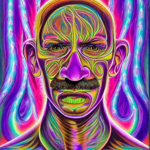 waluigi becomes a fractal, painted by alex grey. psychedelic visionary art 