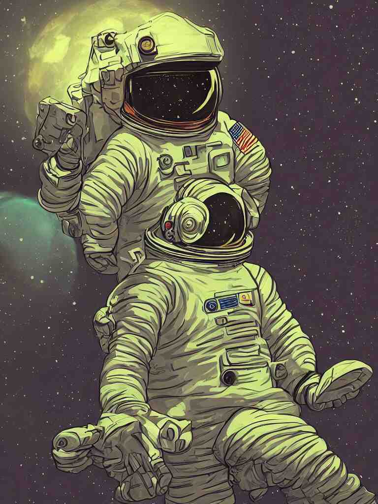 astronaut glowing in the dark by disney concept artists, blunt borders, rule of thirds 