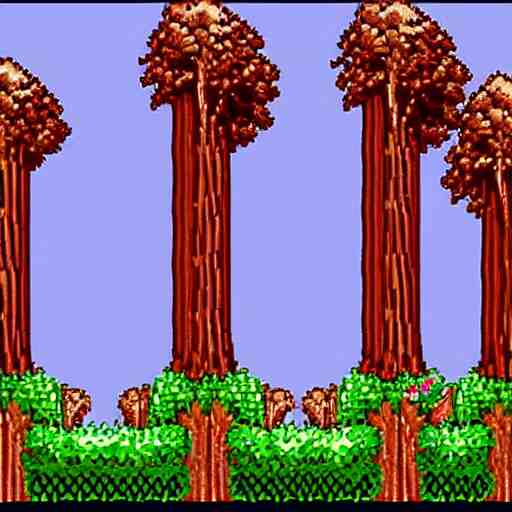 pixel art redwoods, nintendo style 