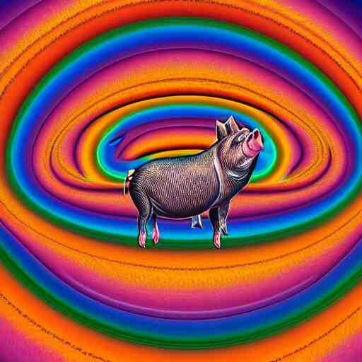 digital illustration of a pig, by alex grey, tool band, psychedelic art, spiral fractals, detailed, 8 k 