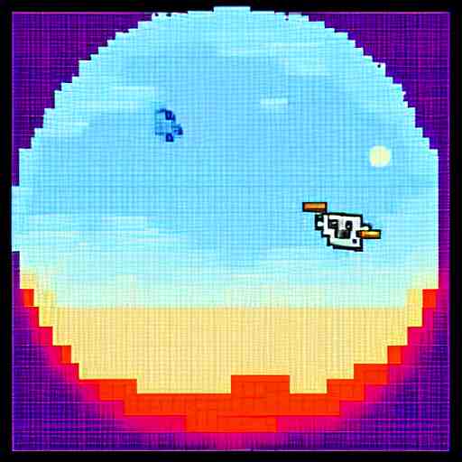 sunset in space, pixelart style 