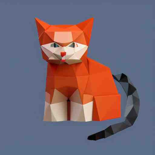 cat, white background, isometric, low poly