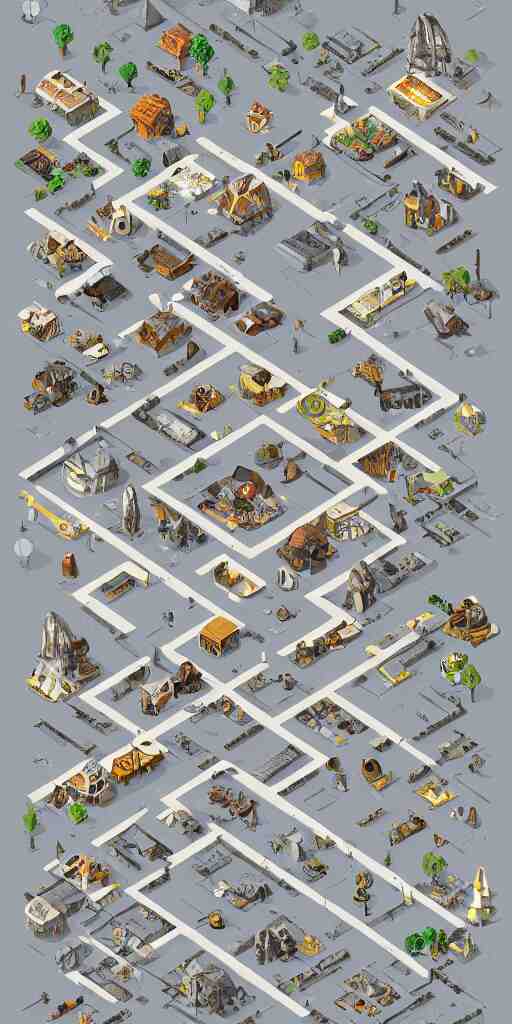 houses and shops with detailed architecture. old wrecked alien spaceships. pixel art asset sheet. isometric perspective. concept art. science fiction. 