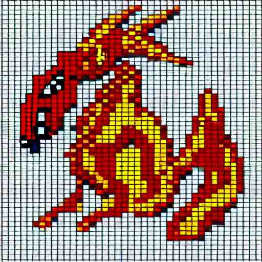 dragon spit fire, pixel art 8 x 8 size. 