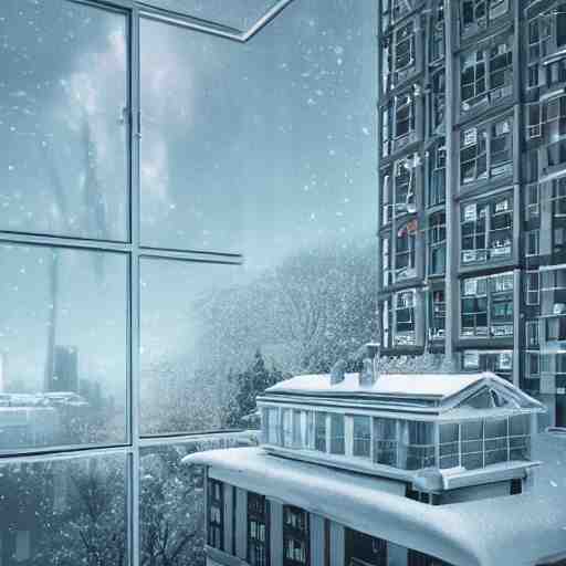 a snow globe with a soviet apartment building in it, a computer rendering by leandro erlich, trending on cgsociety, retrofuturism, tesseract, isometric, physically based rendering 