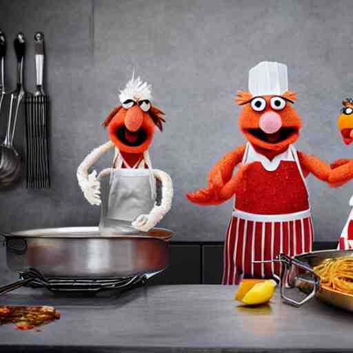 italian chef cooking muppets like spaghetti 