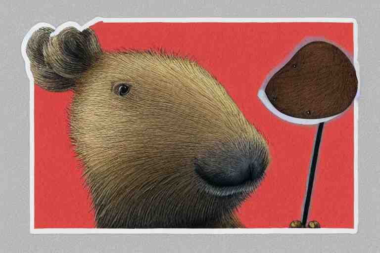 a masterpiece illustration of a funny capybara for a sticker 