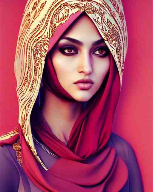 richly detailed color illustration of very very very very very beautiful Arab fashion model illustrated by Artgerm and Mina Petrovic and Timothy Kong and Marina Federovna. 3D shadowing