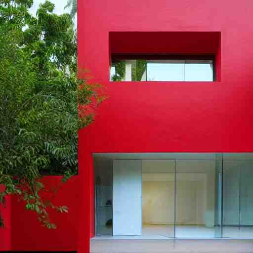 a modern red house in brazil, architecture 