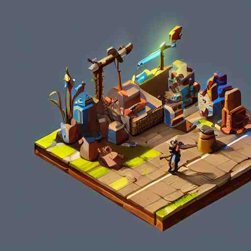 isometric game concept, jama jurabaev, tyler edlin, james paick, emmanuel shiru, victor mosquera, modular detailed, artstation, for aaa game, high quality 