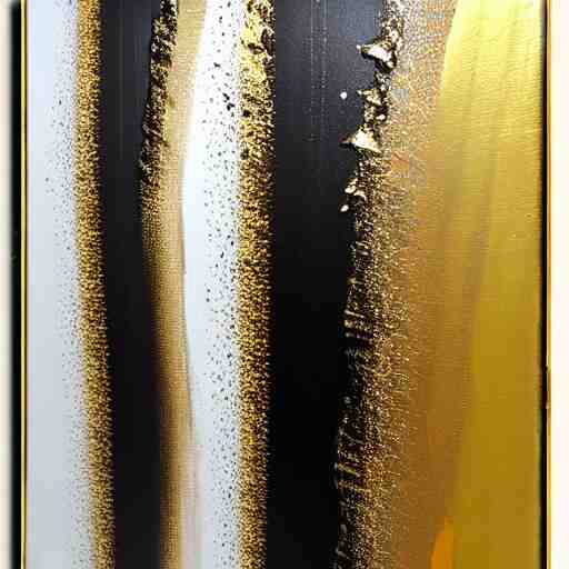 a pour painting on canvas, gold black silver colors, abstract, thick paint, glossy, resin coated 