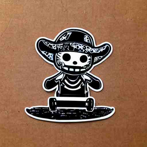 die cut sticker, tony chopper wearing a strawhat, splatter paint 