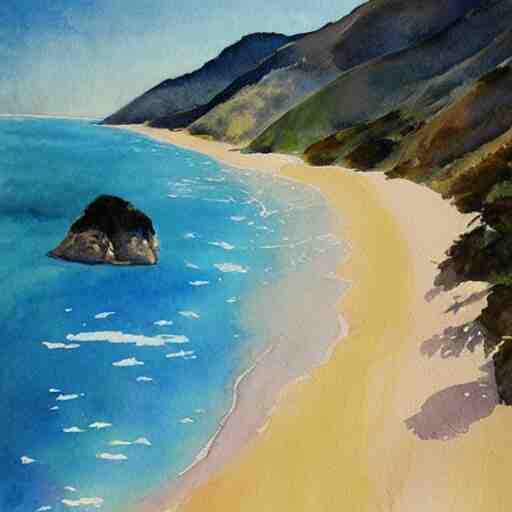 golden bay new zealand, abel tasman, amazing watercolor painting, trending on artstation