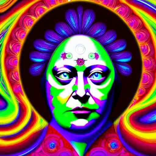 an extremely psychedelic portrait of madame blavatsky, surreal, lsd, face, detailed, intricate, elegant, lithe, highly detailed, digital painting, artstation, concept art, smooth, sharp focus, illustration 