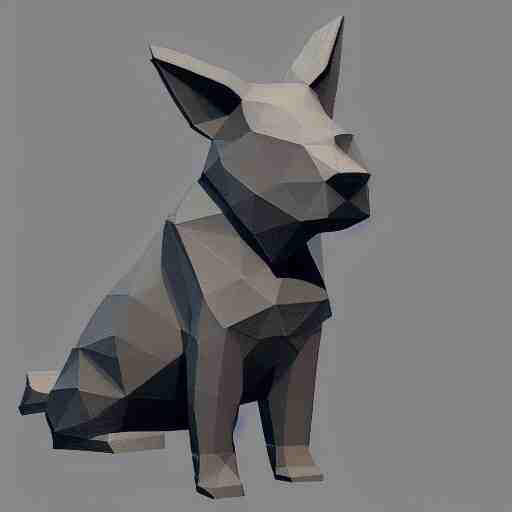 a dog, low quality, 3 d render, low poly, sad 