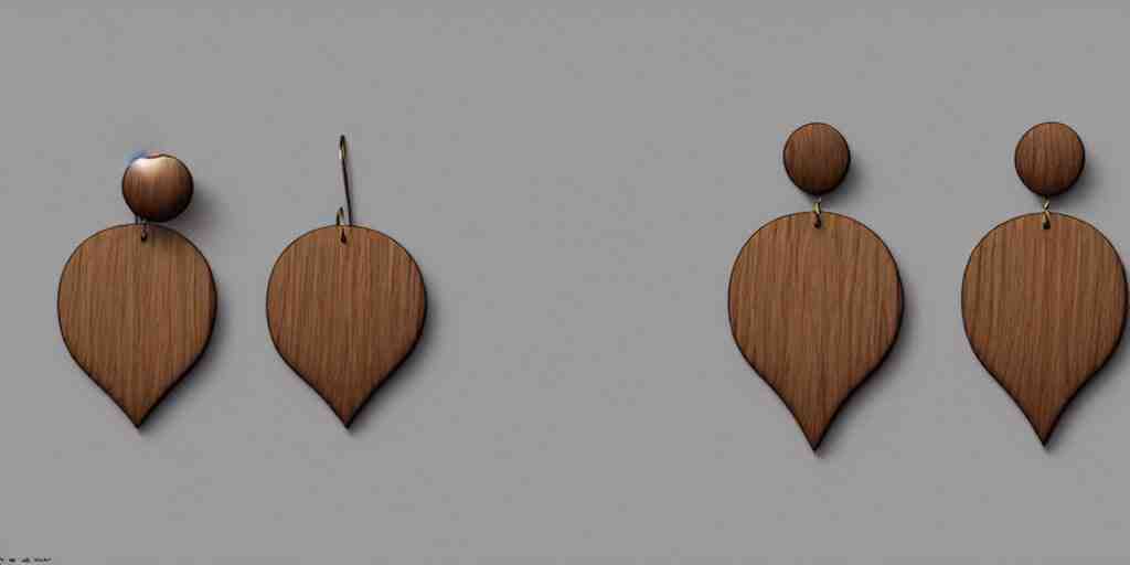 earring design, jewelry design, wood, nordic, material, product design, trending on artstation, cgsociety, photo realistic, design by ziva cph and isabel lennse, 8 k, unreal engine, c 4 d 