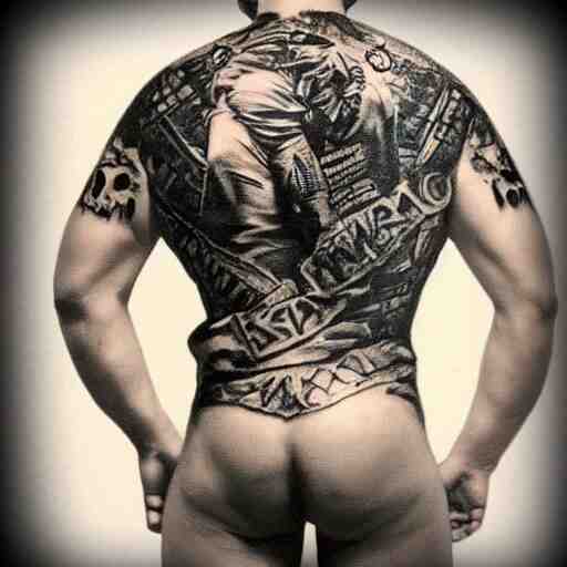 a picture of my new back tattoo of chris redfield by tom of finland 