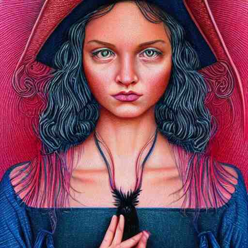 colored pencil art on paper, pretty witch, by casey weldon, highly detailed, artstation, masterpiece, award - winning, caran d'ache luminance 