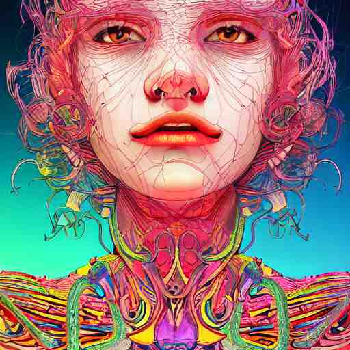 the face of a ridiculously beautiful and pretty woman partially made of onion rings of all colors looking up, an ultrafine detailed illustration by james jean, final fantasy, intricate linework, bright colors, behance contest winner, vanitas, angular, altermodern, unreal engine 5 highly rendered, global illumination, radiant light, detailed and intricate environment 